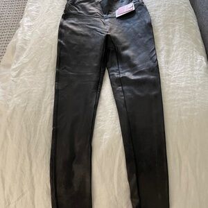 SPANX faux leather black leggings, petite size S/P. NWT